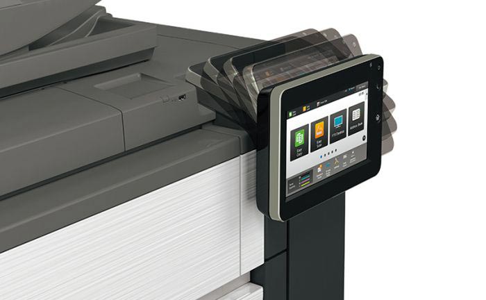  Sharp MX-7580N - Impresora multifunción láser a color, 75 ppm,  copia, impresión, escaneo, apilamiento 4K de 50 hojas, dúplex automático,  red, 2400 DPI, medios de 13 x 19, 2 bandejas, bandeja